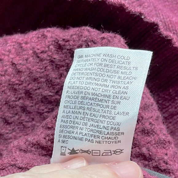 North Face Knit Button up Neck Turtleneck Sweater Burgundy Sz Large - Picture 8 of 10